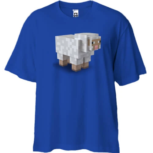 Футболка двунитка Oversize, Синий, Minecraft Овца