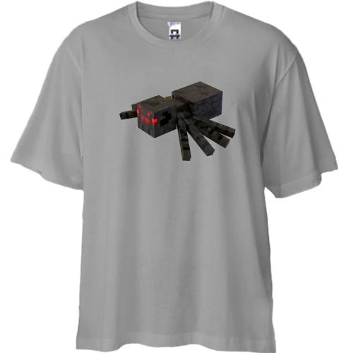 Футболка двунитка Oversize, Серый, Minecraft Пещерный паук