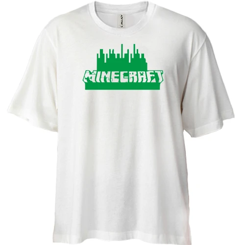 Футболка двунитка Oversize, Белый, Minecraft Green Logo