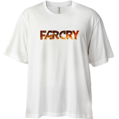 Футболка двунитка Oversize, Белый, с цветным лого Far Cry