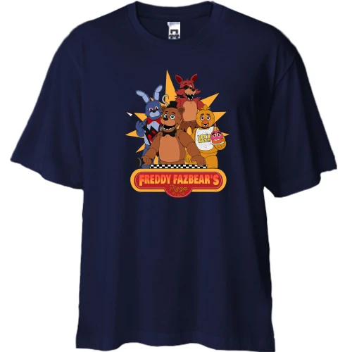 Футболка двунитка Oversize, Синий, Five Nights at Freddy’s Pizza Place