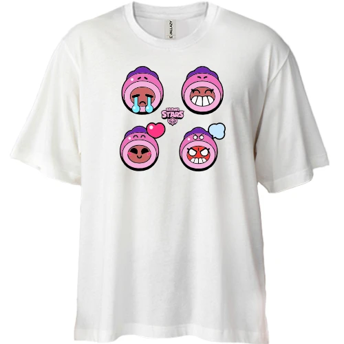 Футболка двунитка Oversize, Белый, Brawl Stars - Бонни
