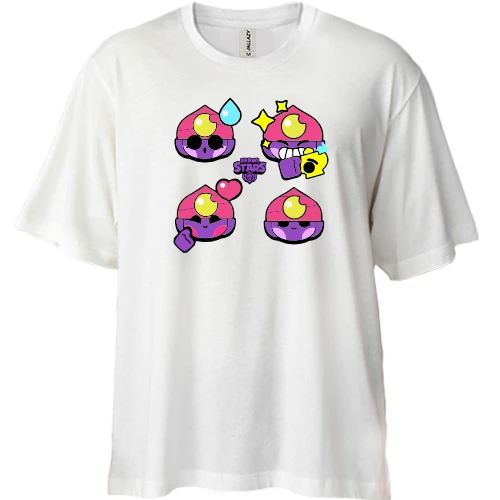 Футболка двунитка Oversize, Белый, Brawl Stars - Джин