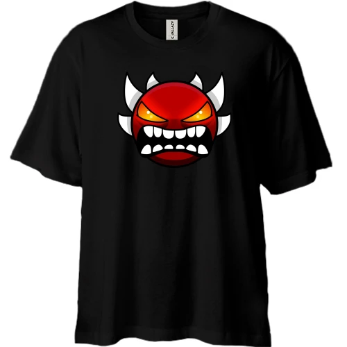 Футболка двонитка Oversize Geometry Dash Extreme Demon