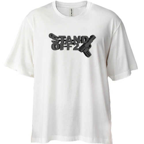Футболка двунитка Oversize, Белый, STANDOFF 2 с пистолетом