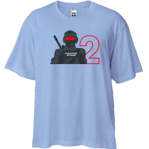 Футболка двунитка Oversize, Синий, Counter Strike 2 (Unit)