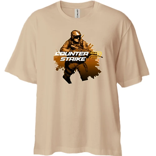 Футболка двунитка Oversize, Белый, Counter Strike АРТ