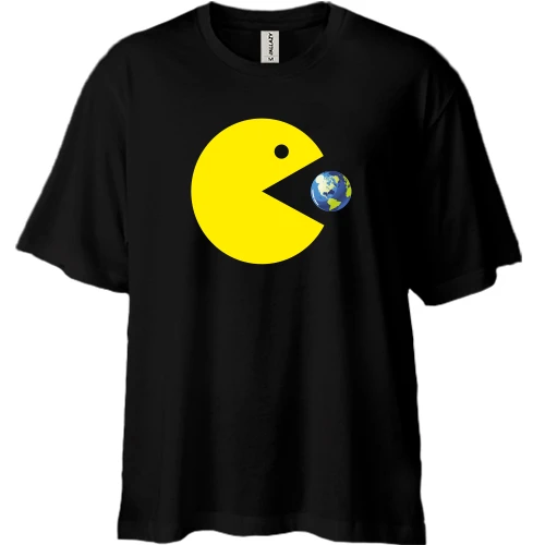 Футболка двунитка Oversize, Черный, Pacman