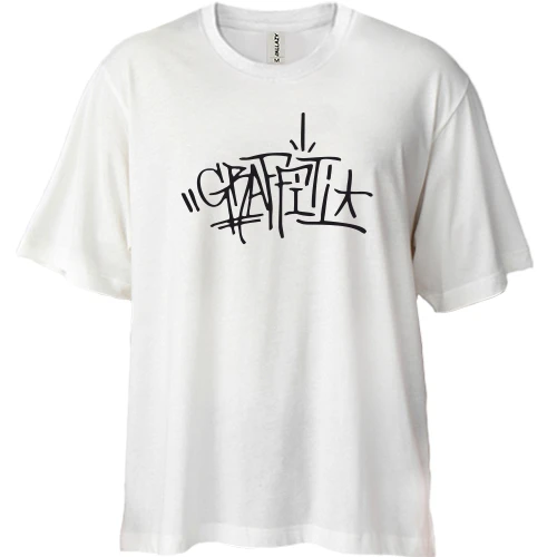 Футболка двунитка Oversize, Красный, граффити