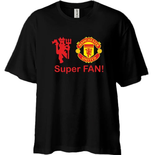 Футболка двунитка Oversize, Черный, Manchester SuperFAN