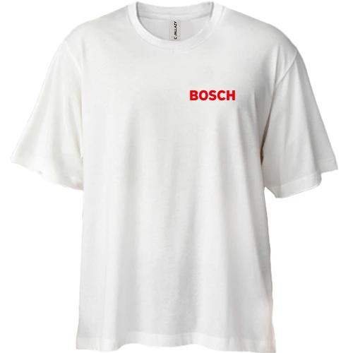 Футболка двунитка Oversize, Белый, Bosch (мини лого)