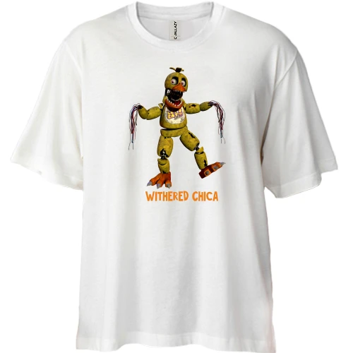Футболка двонитка Oversize, Білий, Five Nights at Freddy’s (withered chica)