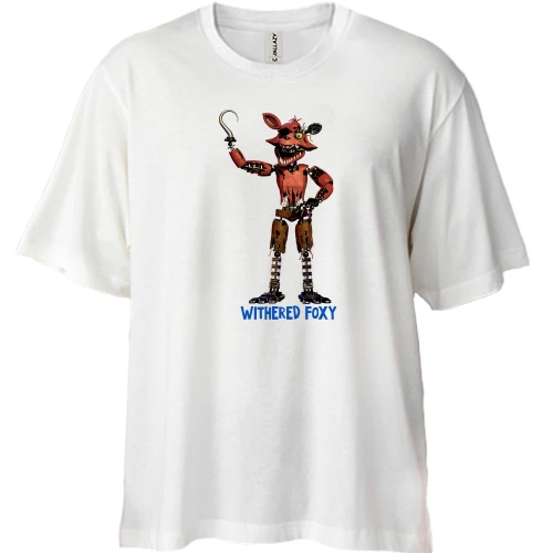 Футболка двунитка Oversize, Белый, Five Nights at Freddy’s (withered foxy)