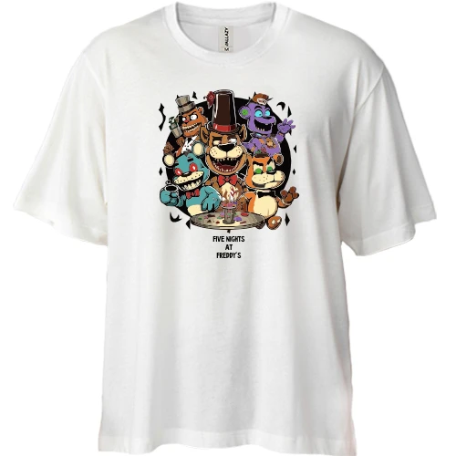 Футболка двунитка Oversize, Белый, FNAF Band
