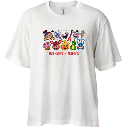 Футболка двунитка Oversize, Белый, FNAF Band (2)
