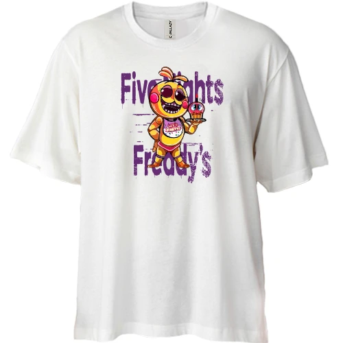 Футболка двунитка Oversize, Белый, FNAF Chica ART