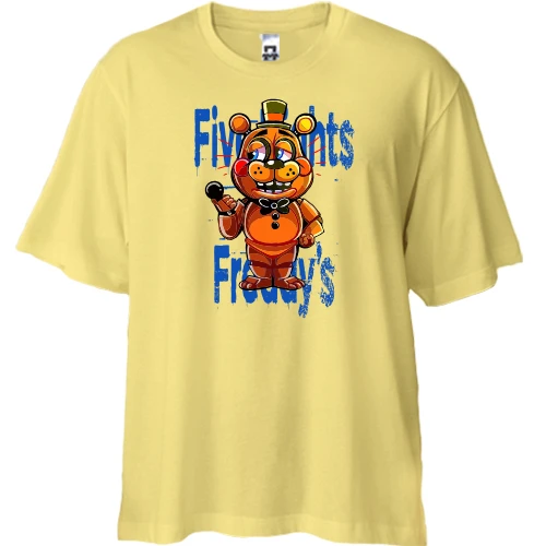 Футболка двунитка Oversize, Желтый, FNAF Freddy ART