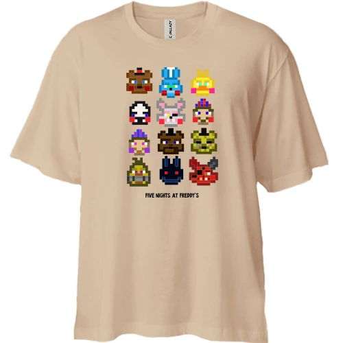 Футболка двунитка Oversize, Белый, FNAF Pixel Toys