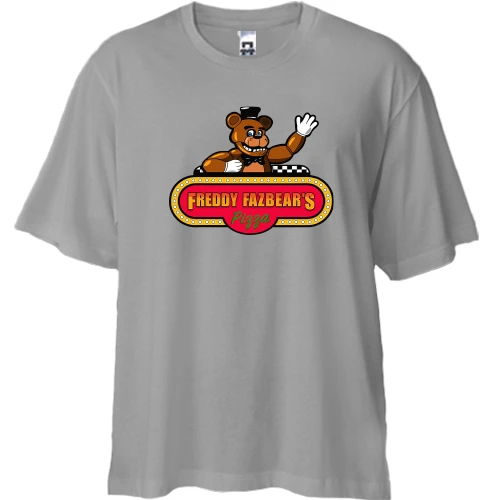 Футболка двунитка Oversize, Серый, Freddy Fazbear`s Pizza