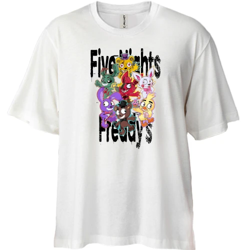 Футболка двунитка Oversize, Белый, Five Nights (Игрушки) 2