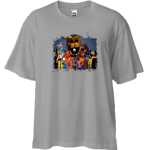 Футболка двунитка Oversize, Серый, FNAF Poster 2