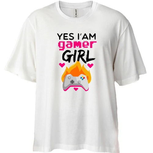 Футболка двунитка Oversize, Белый, I`m Gamer Girl