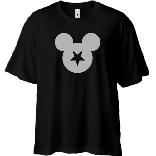 Футболка двунитка Oversize, Черный, Mickey Star