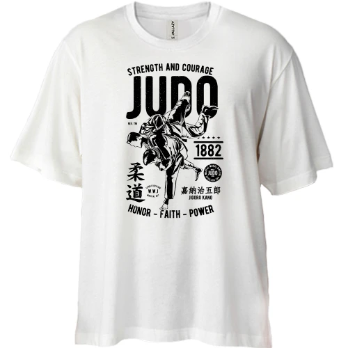 Футболка двунитка Oversize, Белый, Judo постер
