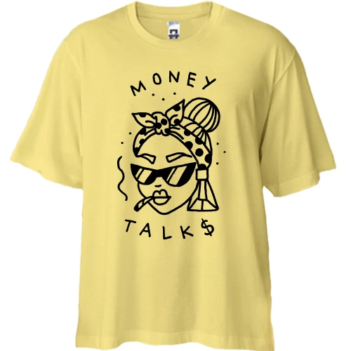 Футболка двонитка Oversize, Жовтий, Money Talk