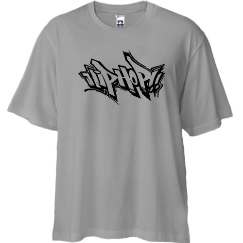 Футболка двунитка Oversize, Серый, Hip-Hop