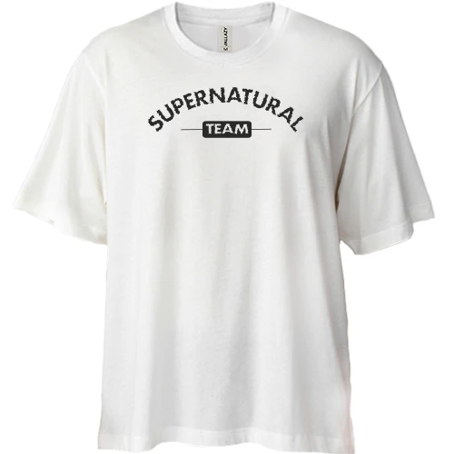 Футболка двунитка Oversize, Белый, Supernatural team