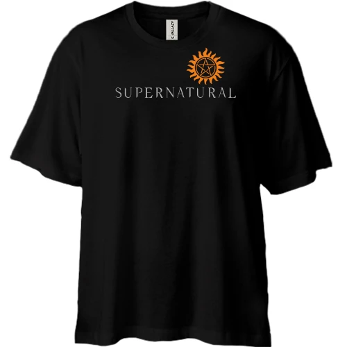 Футболка двунитка Oversize, Черный, Supernatural