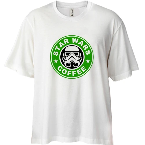 Футболка двунитка Oversize, Белый, StarWars coffee