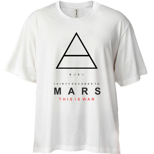 Футболка двунитка Oversize, Белый, с логотипом 30 Seconds to Mars «This Is War»