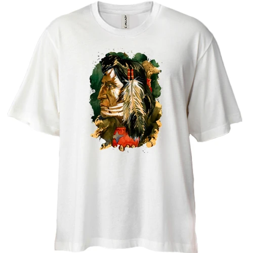 Футболка двунитка Oversize, Белый, с индейцем (2)