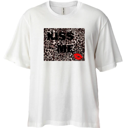 Футболка двунитка Oversize с леопардовым принтом Kiss Me