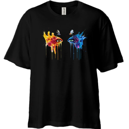 Футболка двунитка Oversize с акварельными глазами (2)