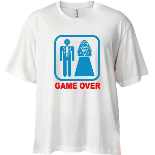Футболка двонитка Oversize, Білий, Game over