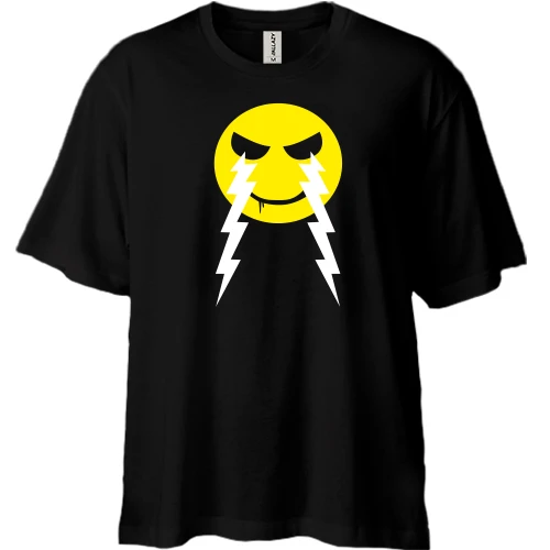Футболка двунитка Oversize, Черный, SMILE or DIE