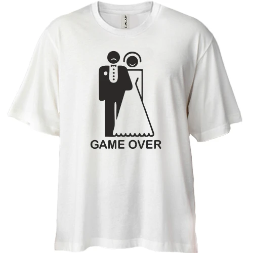 Футболка двонитка Oversize Game over із силуетами нареченого та нареченої