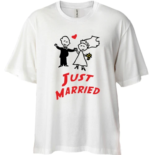 Футболка двонитка Oversize, Білий, Just married