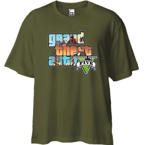 Футболка двунитка Oversize, Хаки, Grand Theft Auto 5