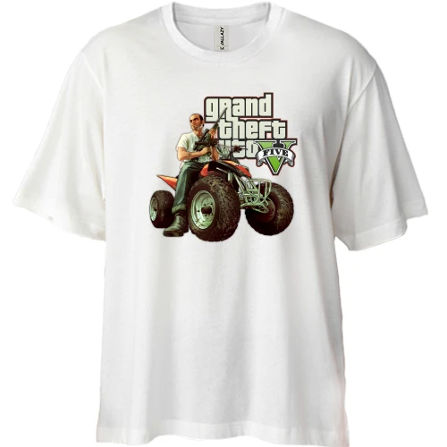 Футболка двунитка Oversize, Белый, Grand Theft Auto five
