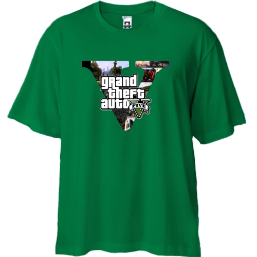 Футболка двунитка Oversize, Зеленый, Grand Theft Auto V