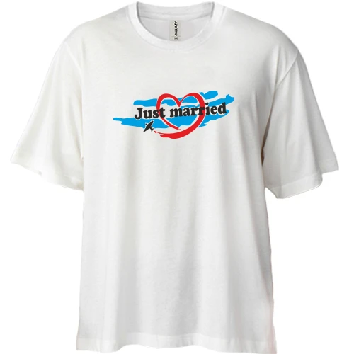 Футболка двунитка Oversize, Белый, Just married