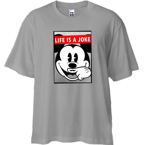 Футболка двонитка Oversize, Сірий, Life is a joke