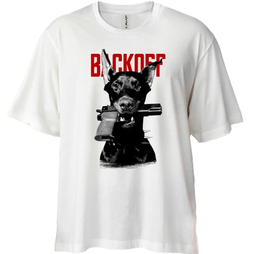 Футболка двонитка Oversize Backoff - пес з пістолетом