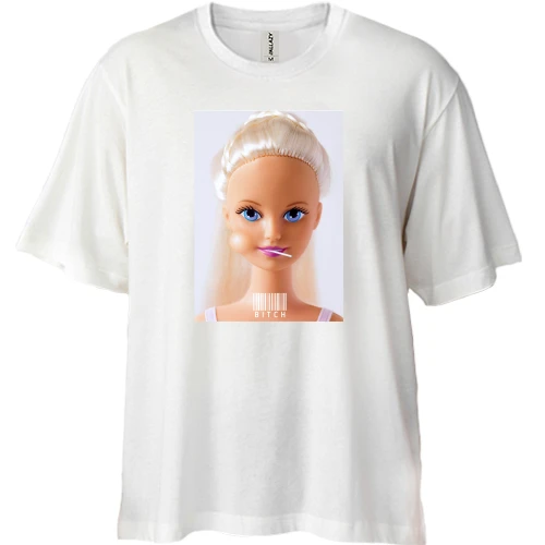 Футболка двунитка Oversize, Белый, Bitch Barbie