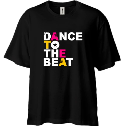 Футболка двонитка Oversize, Чорний, Dance to the beat