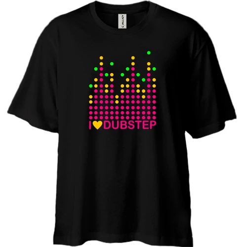 Футболка двонитка Oversize, Чорний, Dubstep love (рисунок)